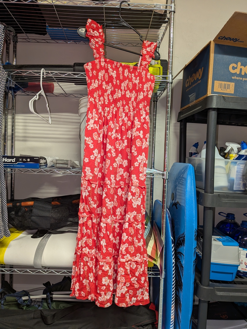 Ultra Flirt Red Floral Maxi Dress with White Print